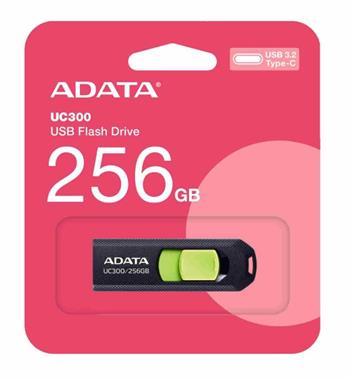 ADATA Flash Disk 256GB UC300, USB-C 3.2, černo-zelená
