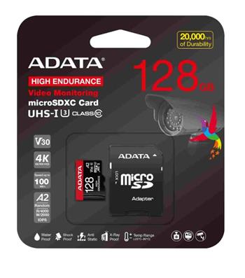 ADATA MicroSDXC karta 128GB High Endurance UHS-I C10 V30 A2 (R:100/W:85 MB/s) + SD adaptér