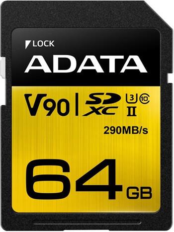 ADATA SDXC karta 64GB UHS-I U3 Class 10, Premier One (R: 290MB / W: 260MB)