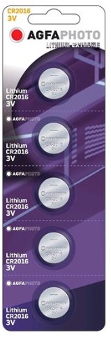 AgfaPhoto knoflíková lithiová baterie CR2016, blistr 5ks