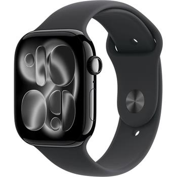 Apple Watch Series 11 (46mm) Klavírně černý hliník s černým sportovním řemínkem S/M