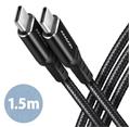 AXAGON BUCM-CM15AB, HQ kabel USB-C <-> USB-C, 1.5m, USB 2.0, PD 60W 3A, ALU, oplet, černý