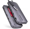 AXAGON HMC-12GM2, USB 10Gbps hub, 3x USB-A, USB-C, HDMI, DP, RJ-45 GLAN, M.2, SD/mSD, audio, PD
