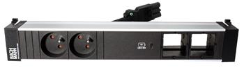 BACHMANN Systém POWER FRAME, box pro 6 modulů, 2x zásuvka CZ + zdroj 60W (USB C)+ 2x volné