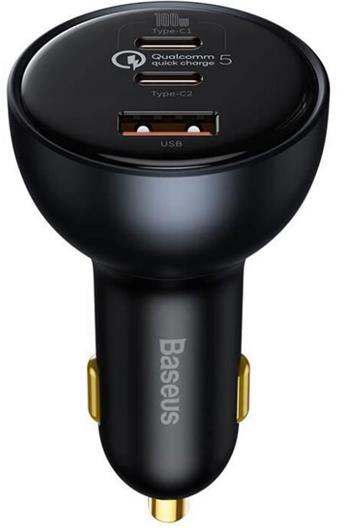 Baseus nabíječka do auta 1x USB-A 2x USB-C Quick Charge 5 160W šedá + kabel USB-C