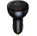 Baseus nabíječka do auta 1x USB-A 2x USB-C Quick Charge 5 160W šedá + kabel USB-C