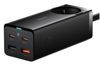 Baseus Rychlonabíječka do sítě GaN3 Pro, 2x USB-C, 2x USB + AC 65W černá