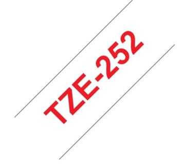 Brother TZe-252, bílá / červená (24mm, laminovaná)