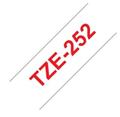 Brother TZe-252, bílá / červená (24mm, laminovaná)