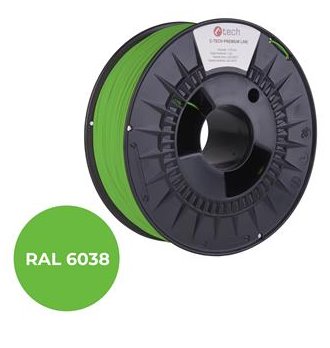 C-TECH PREMIUM LINE, PLA, luminiscenční zelená, RAL6038, 1,75mm, 1kg