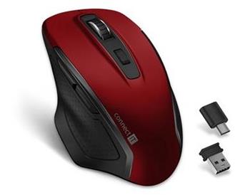 CONNECT IT Dual SmartSwitch bezdrátová myš, USB-A + C (+1x AA baterie zdarma), ČERVENÁ