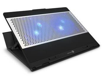 CONNECT IT FrostBlast chladicí podložka pod notebook s modrým podsvícením, ČERNÁ