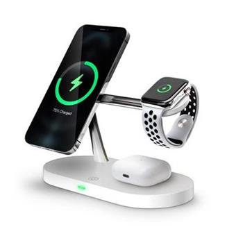 CONNECT IT MultiCharge 5 v 1 MagSafe Wireless Fast Charge bezdrátová nabíječka, BÍLÁ