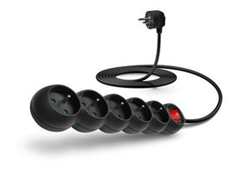 CONNECT IT prodlužovací kabel 230 V, 5 zásuvek, 3 m, s vypínačem (černý)