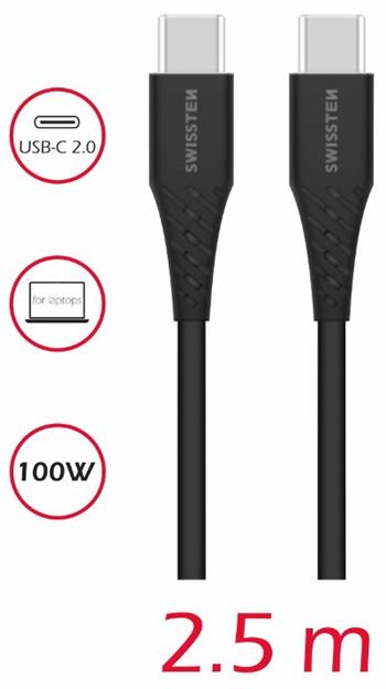 DATOVÝ KABEL SWISSTEN TPE USB-C/USB-C POWER DELIVERY 5A (100W) 2,5 M ČERNÝ