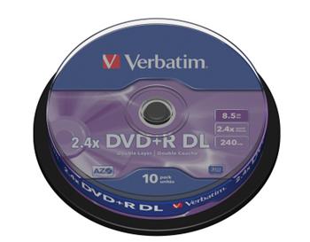 DVD+R Double layer Verbatim 8x spindl po 10ks 8,5GB