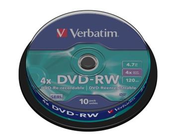 DVD-RW 4.7GB Verbatim 4x spindl po 10ks