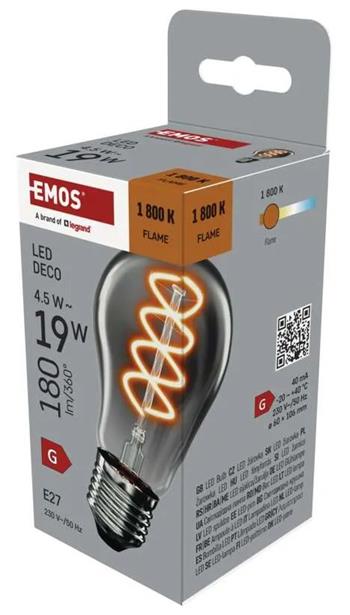 Emos LED žárovka DECO SMOKED A60 / E27 / 4,5 W (19 W) / 180 lm / flame
