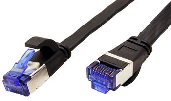 FTP patchkabel kat. 6a, plochý, 2m, černý