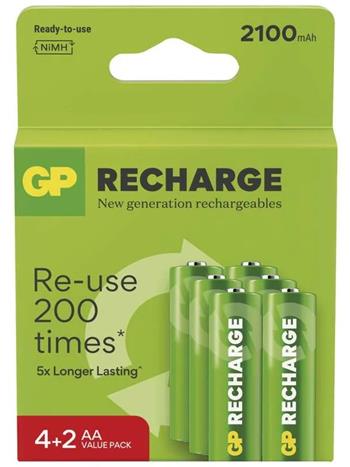GP Recharge 2100 AA (HR6) tužka, 6 pack