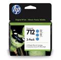 HP 712 3-Pack 29-ml Cyan DesignJet Ink Cartridge, 3ED77A