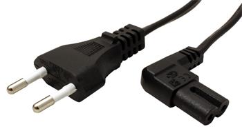 Kabel síťový 2pinový, CEE 7/16(M) - IEC320 C7 90°, 1,8m, černý