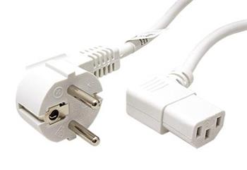 Kabel síťový, CEE 7/7(M) - IEC320 C13, 90°, 3m, bílý