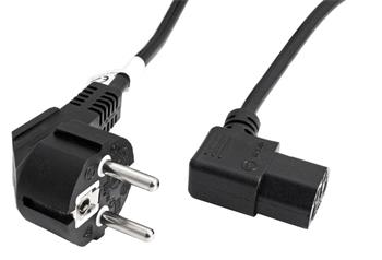 Kabel síťový, CEE 7/7(M) - IEC320 C13 lomený vlevo, 1m, černý