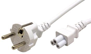 Kabel síťový k notebooku, CEE 7/7(M) - IEC320 C5, 1,8m (trojlístek), bílý, přímý
