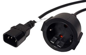 Kabel síťový pro výstup UPS, IEC320 C14-CEE 7/3(F), 1m, černý