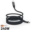 Magnetický nabíjecí a datový opletený kabel FIXED s konektory USB-C/USB-C a podporou PD, 1.2m, USB 2.0, 240W, šedý