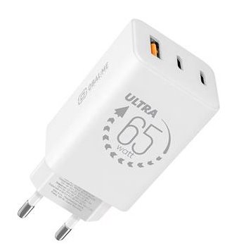 OBAL:ME GaN Cestovní Nabíječka USB-A + 2xUSB-C 65W White