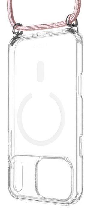 Pouzdro FIXED MagPure Neck s růžovou šňůrkou na krk pro Apple iPhone 17 Pro