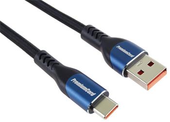 PremiumCord Super fast charging 5A kabel USB-C - USB 2.0 A bavlněný oplet 1m