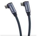 PremiumCord USB-C 2x zahnutý kabel ( USB 3.2 GEN 2x2, 5A, 100W, 20Gbit/s ) bavlněný oplet, 0,5m