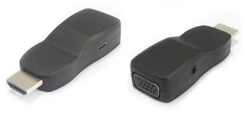 Převodník HDMI na VGA miniaturní provedení se zvukem a napájecím konektorem - černý