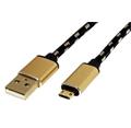 Roline GOLD USB 2.0 kabel, USB A(M) - oboustranný microUSB B(M), 1,8m