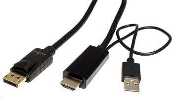 ROLINE HDMI -> DisplayPort kabel, HDMI A(M) -> DP(M), 4K@60Hz, 3m