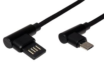Roline USB 2.0 kabel, oboustranný USB A(M) - micro USB B(M), lomené konektory (90°), 1,8m