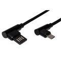 Roline USB 2.0 kabel, oboustranný USB A(M) - micro USB B(M), lomené konektory (90°), 1,8m
