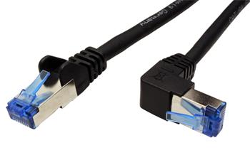 S/FTP patchkabel kat.6a, lomený konektor, 5m, černý