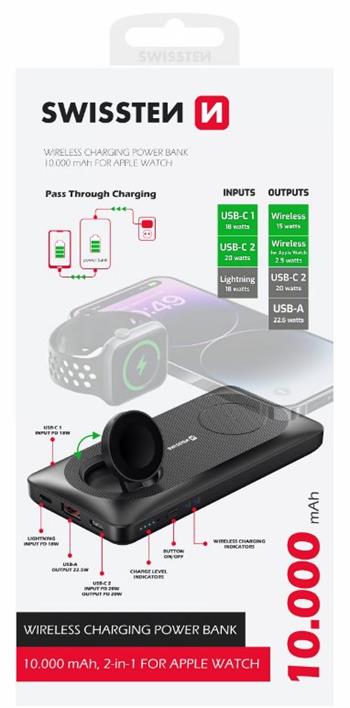 SWISSTEN POWER BANK 10000 mAh 2v1 PRO APPLE WATCH A MAGSAFE