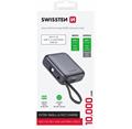 Swissten Power bank 10000 mAh s integrovanými kabely - USB-C, A, Lightning / šedá