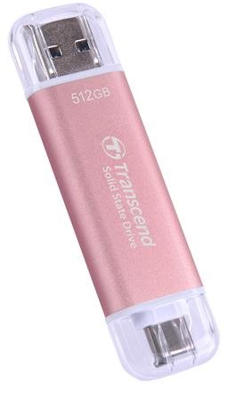 TRANSCEND ESD310P 512GB External SSD USB 10Gbps Type C/A Pink