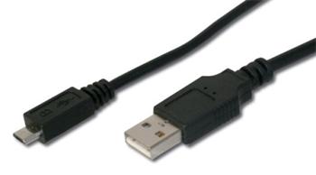 USB 2.0 kabel A- microUSB (M), 0,75m AWG24