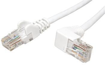 UTP kabel cat.5e 3m bílý 1 lomený konektor
