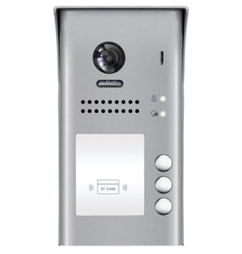 XtendLan Dveřní stanice, pro D2, 3× zvonek, RFID čtečka, CCD 170st, 2drát, IP54, povrch. montáž, 1 zámek